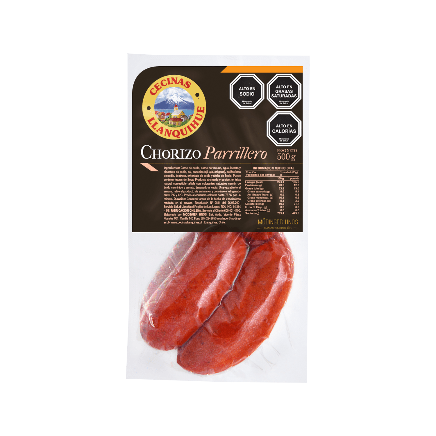 CHORIZO PARRILLERO 500GR LLANQUIHUE               