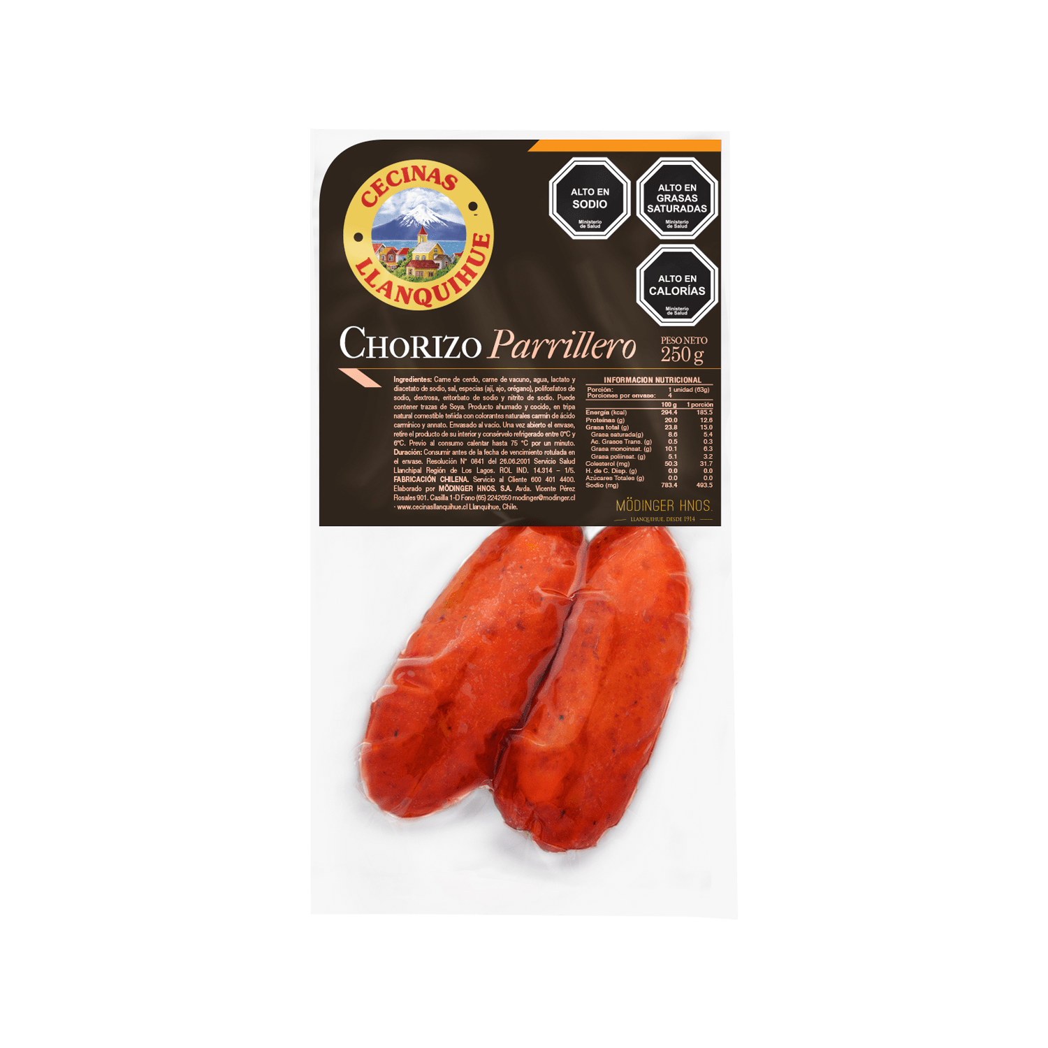 CHORIZO PARRILLERO 250 GR LLANQUIHUE              